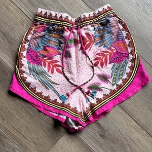 Farm Rio Macaw linen scarf shorts